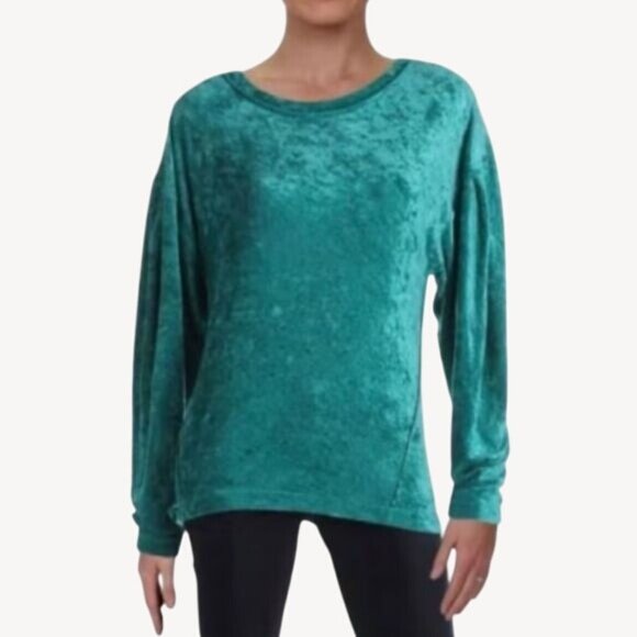NWT Free People Green Crushed Velvet Dolman Sleeve Top - Picture 8 of 11